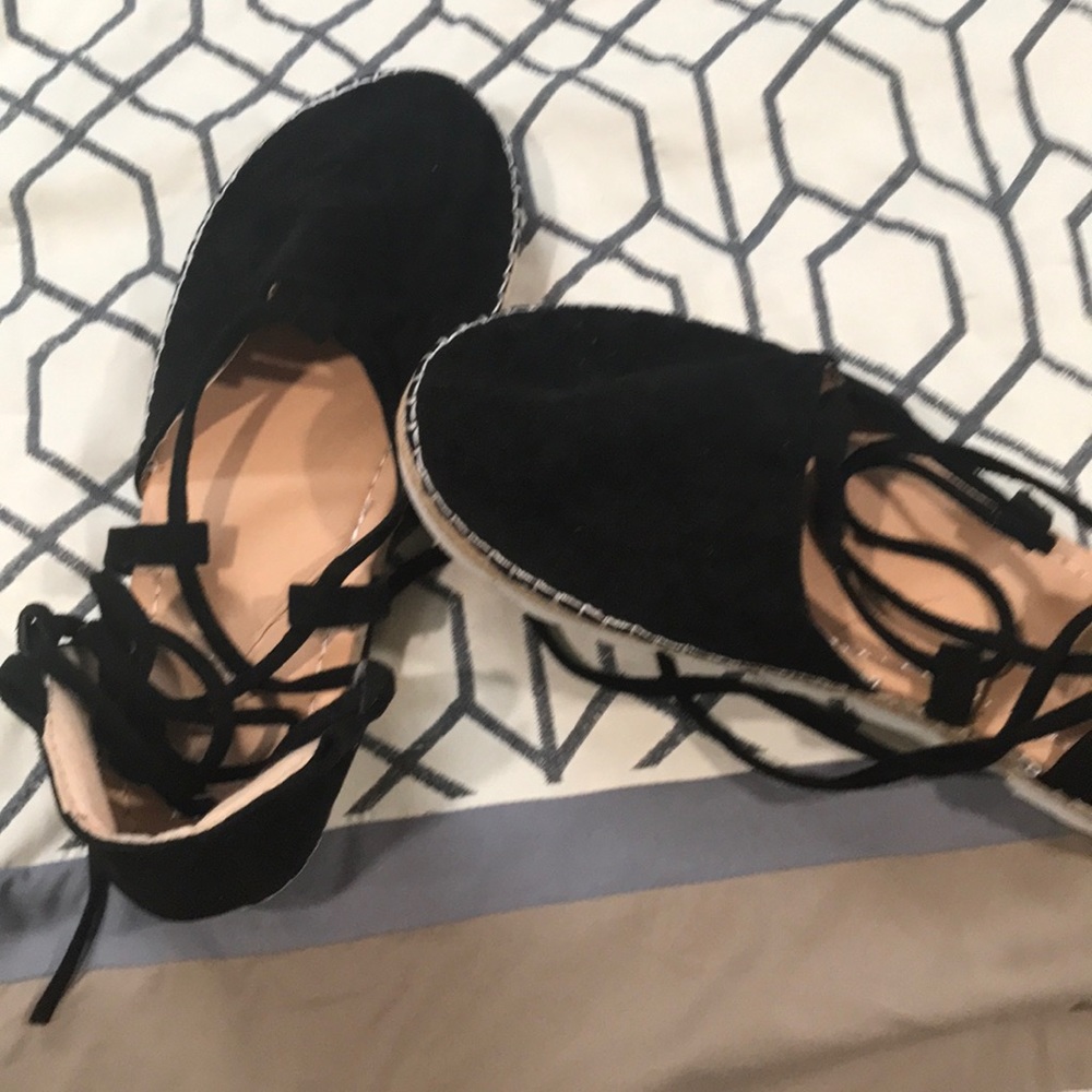Black espadrilles never worn. Euro size 41